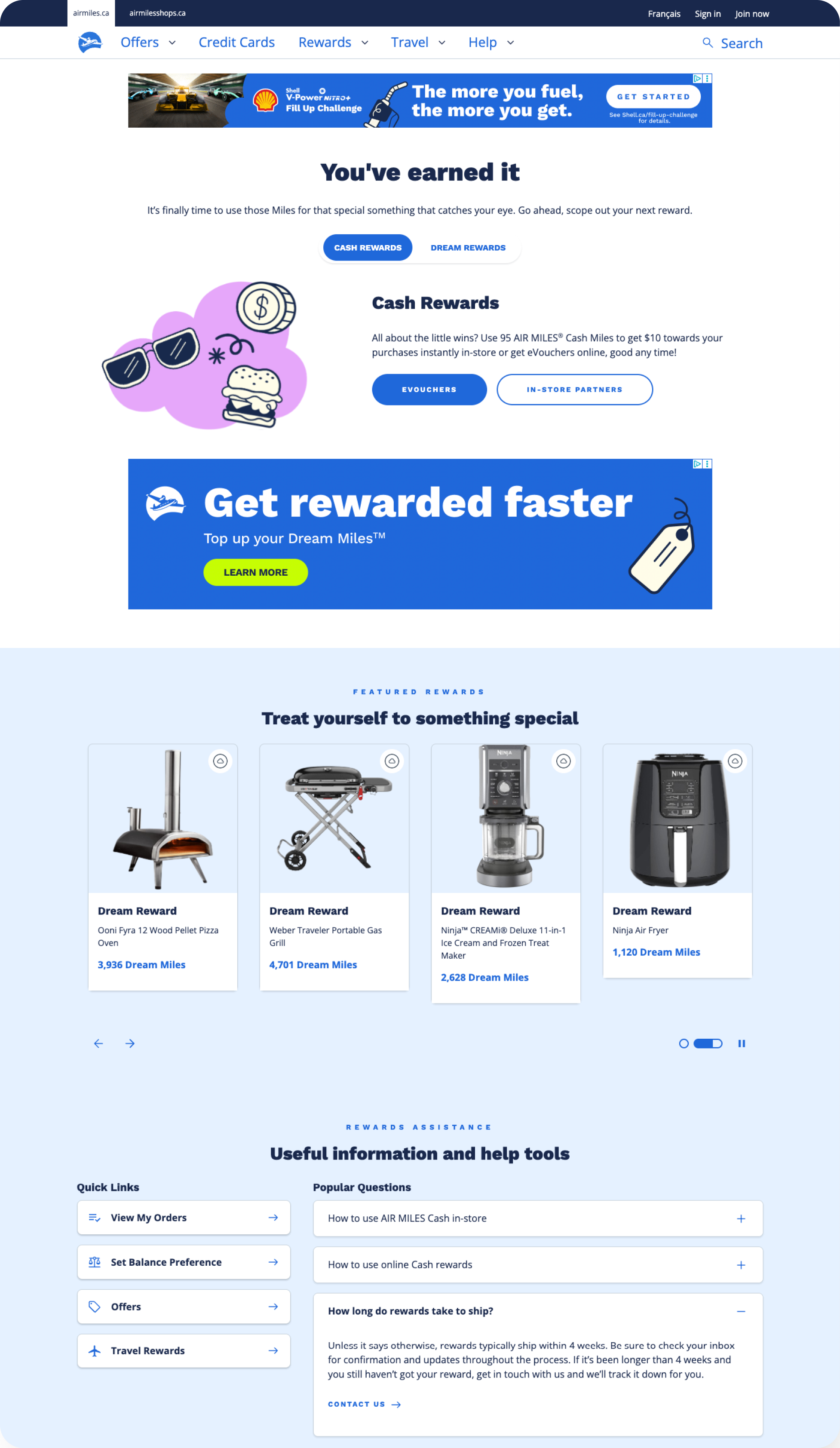 Original Rewards landing page